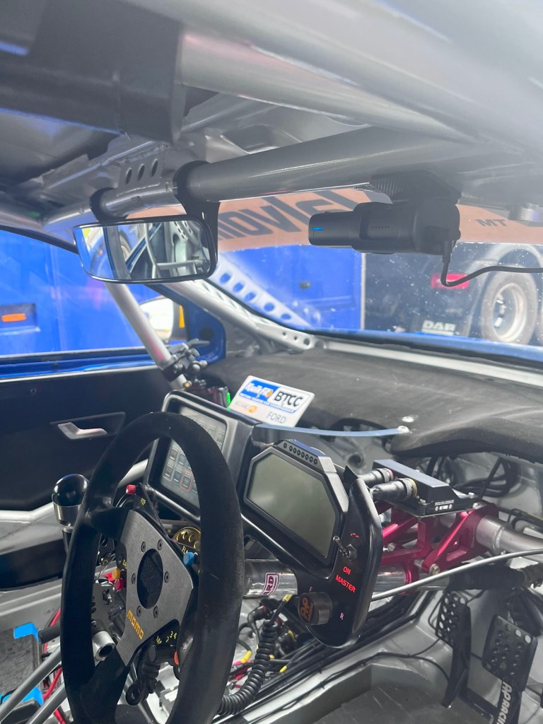 Road Angel dash cam in NAPA Racing Ford BTCC car