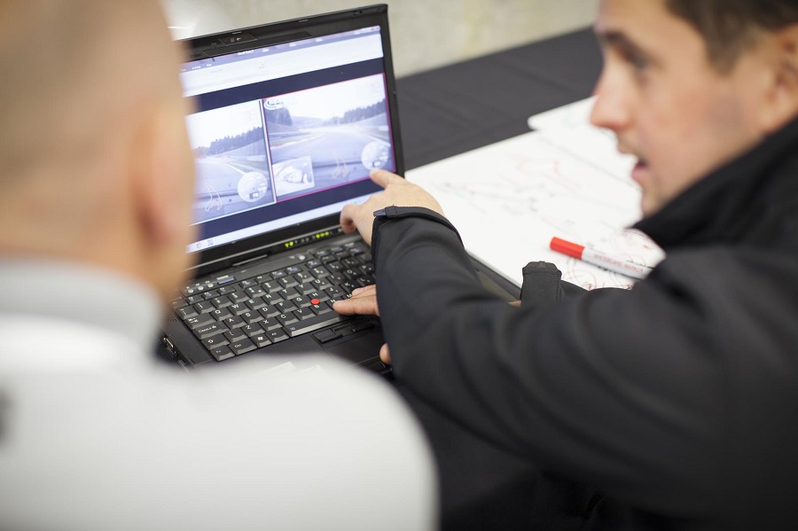 track day camera recording on laptop